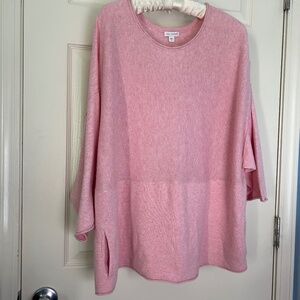 J Jill "Pure Jill Kimono'" Cotton Cashmere OVERSIZE Boxy Sweater Med Pink EUC